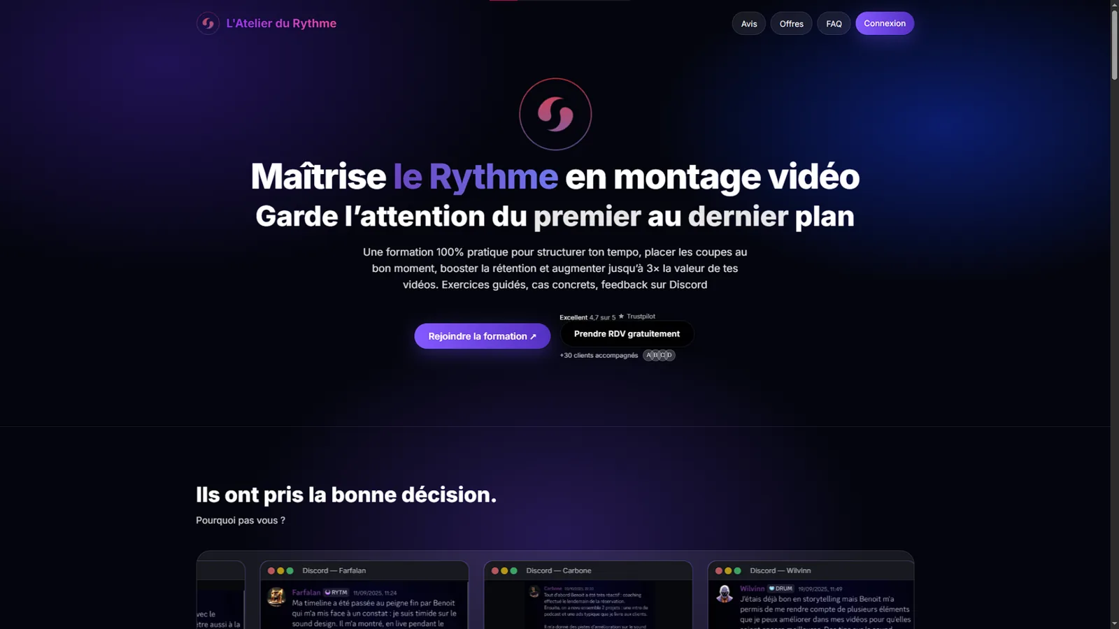 Aperçu du site L\'Atelier du Rythme